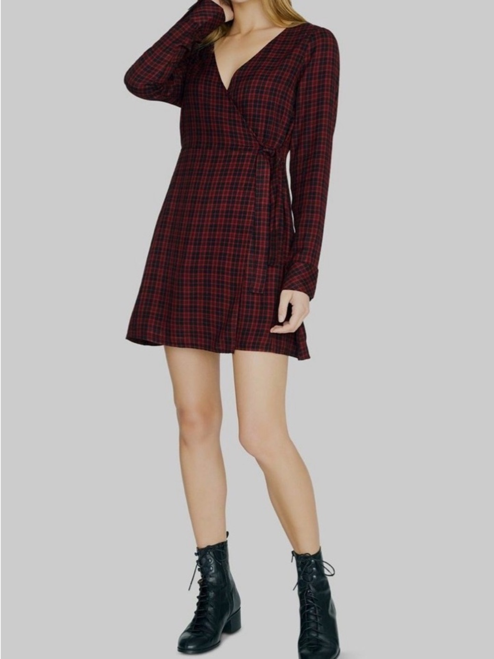 Sanctuary Red & Black Plaid Wrap Mini Dress – Size 2 ❤️🖤